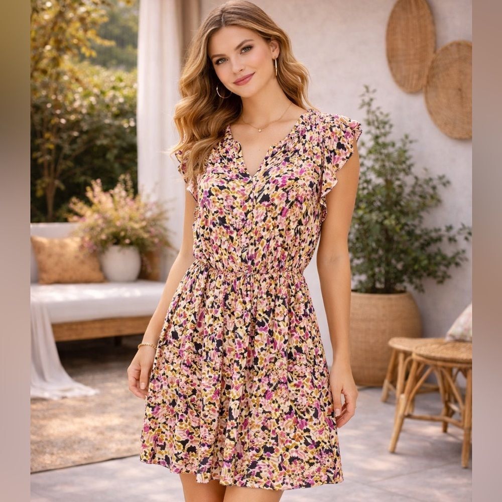 Collective Concepts Mixed Colored Pattern Dress Large